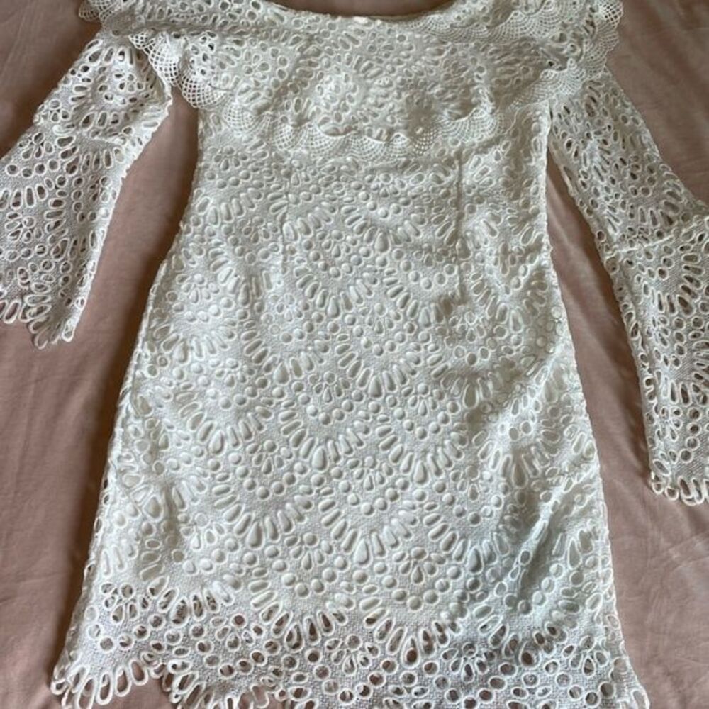 Boston Proper off the shoulder white eyelet mini dress by INA lined size… - Picture 7 of 10